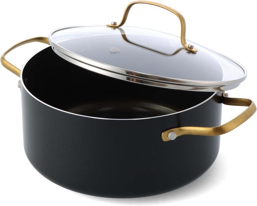 Keramische Kookpan Antiaanbak Pan Dagelijks Koken Diamant Verrijkt 24 cm 4.9 Liter Zwart