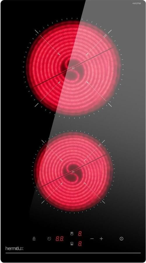 Keramische Kookplaat 28 8 cm met 2 Platen 9 Standen en Timer Geschikt voor Alle Potten 3000 W