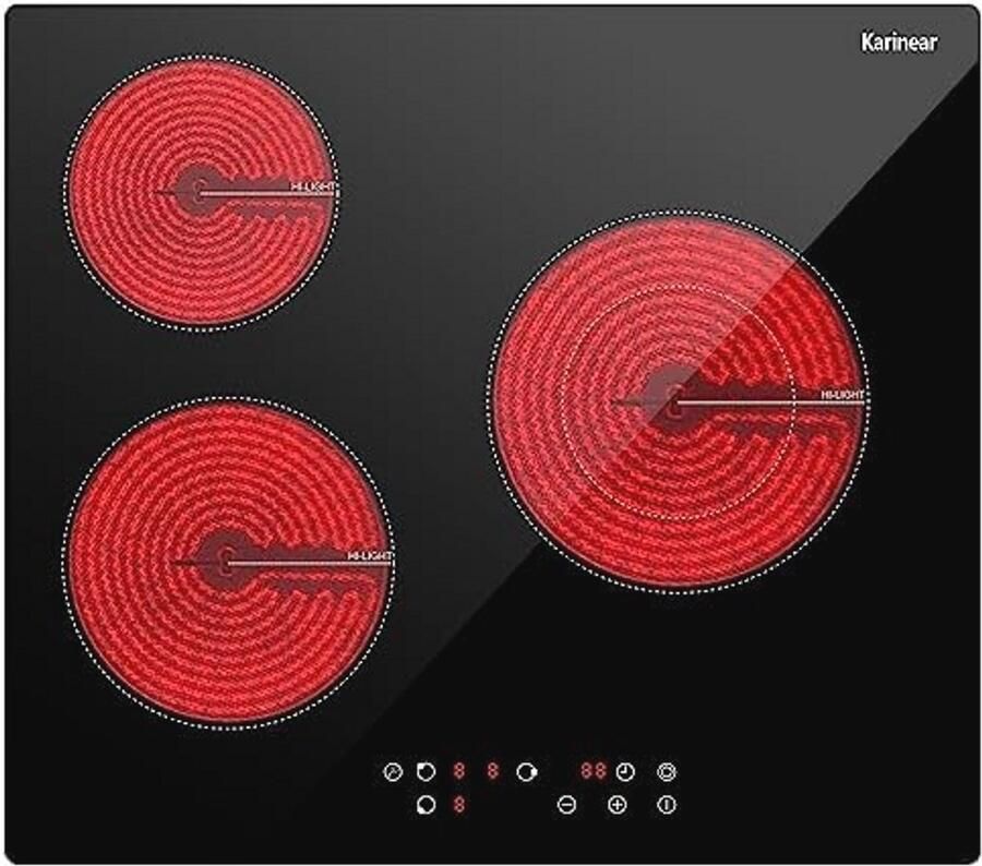 Keramische kookplaat 3 platen 5200 W met kinderbeveiliging timer en touch-bediening - Foto 2