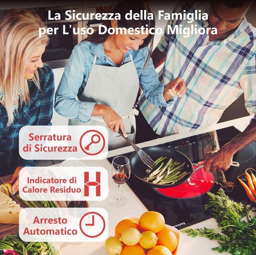 Keramische kookplaat 3 platen 5200 W met kinderbeveiliging timer en touch-bediening