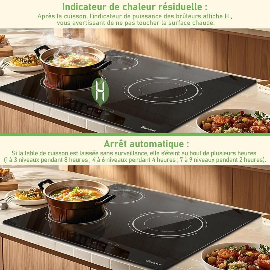 Keramische Kookplaat 3 Platen Kookplaat Koken Thuis Dual Loop Functie 60 cm Zwart