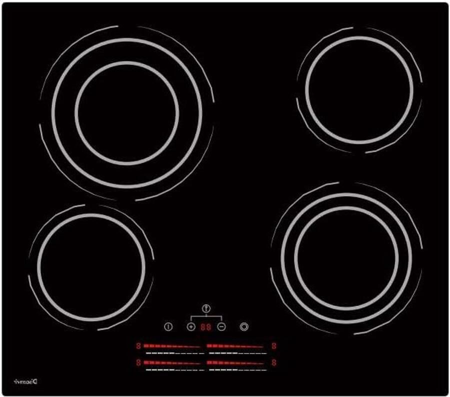 Keramische Kookplaat 4 pits kookplaat Veelzijdig Koken Dubbele Kookzone 60 cm Zwart