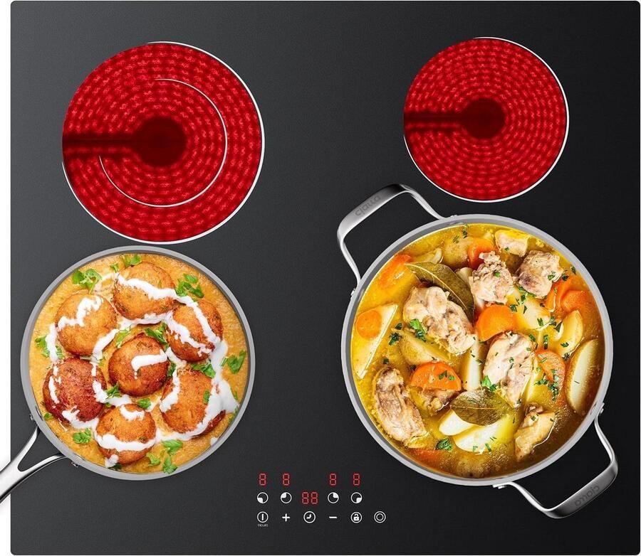 Keramische Kookplaat Elektrisch fornuis Thuis koken 9 temperatuurstanden 59 cm breed Zwart