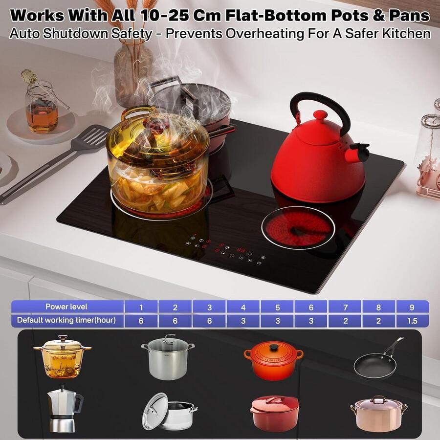 Keramische Kookplaat 4 Zones met Touch Control Inbouw 60 cm