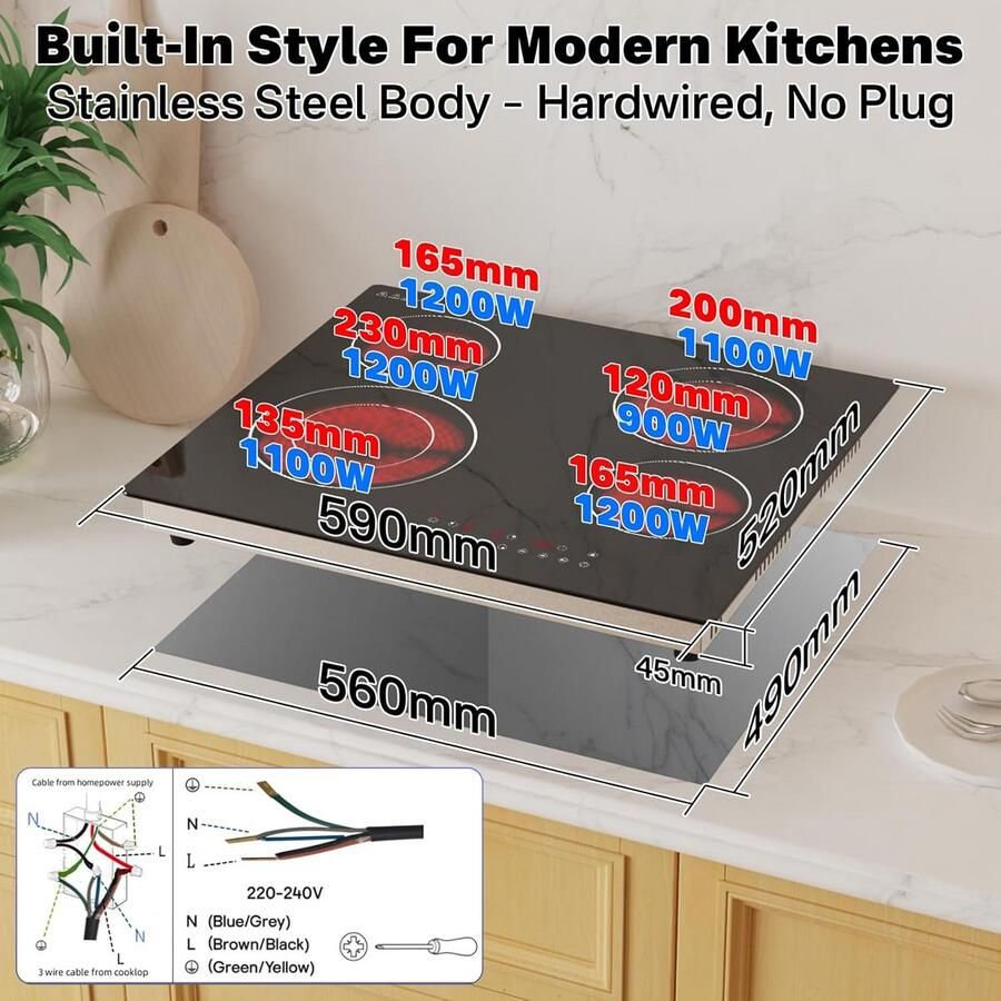 Keramische Kookplaat 4 Zones met Touch Control Inbouw 60 cm - Foto 2