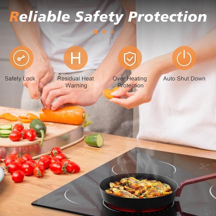 Keramische Kookplaat 60 cm 4 Zones Sensor Touch Controle 9 Warmtestanden Inbouw - Foto 5