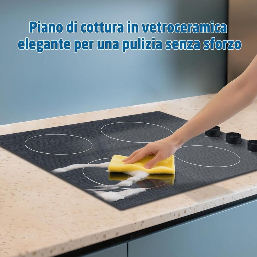 Keramische kookplaat 60 cm met 4 zones en knopbediening