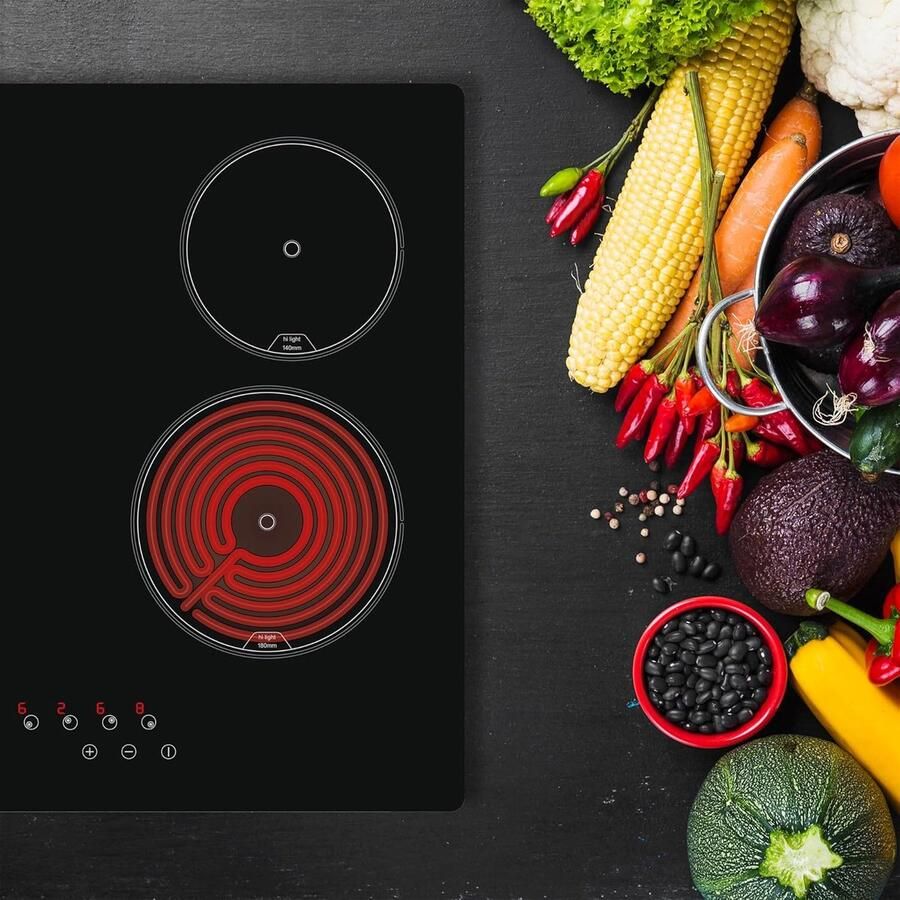 Keramische Kookplaat 60 cm Zwart 4 Kookzones Touch Control en Timer - Foto 2