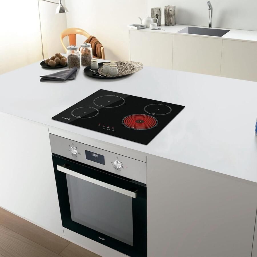 Keramische Kookplaat Elektrisch fornuis Koken Maken 9 Vermogensniveaus 59 cm Breed Zwart
