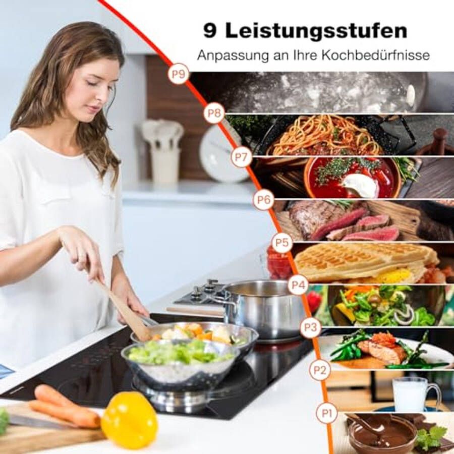 Keramische Kookplaat 77 cm met 5 Vlammen en Touchbediening – 8200 W Inbouwkookplaat