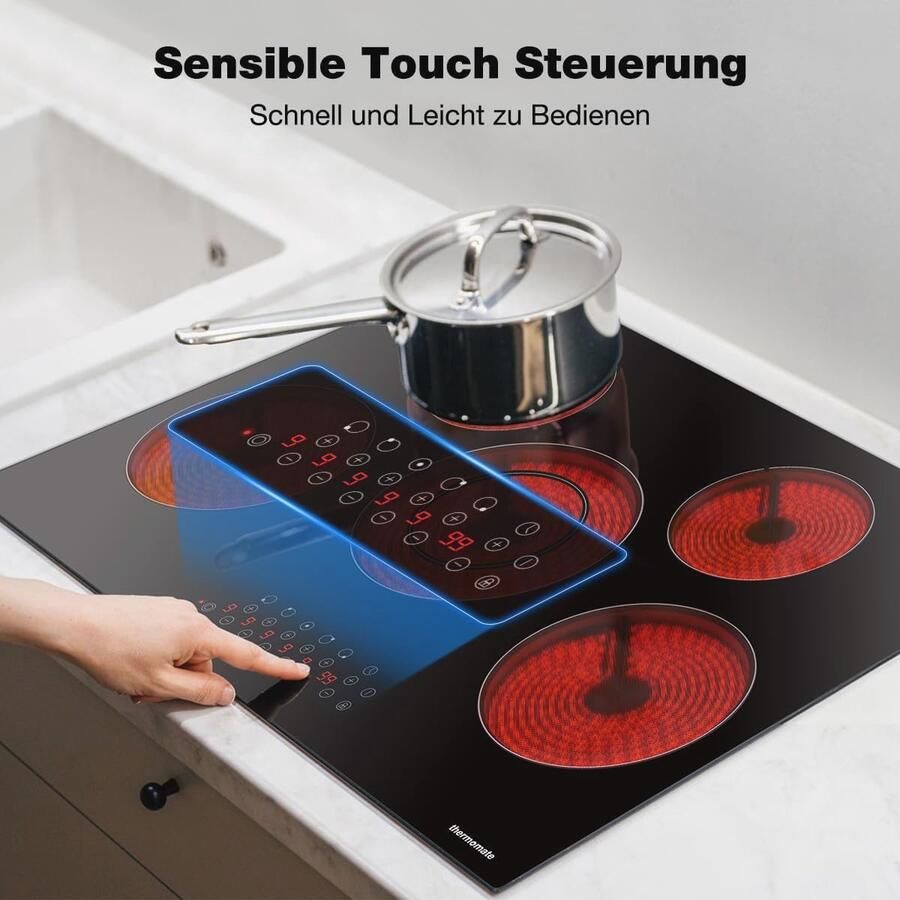 Keramische Kookplaat 77 cm met 5 Vlammen en Touchbediening – 8200 W Inbouwkookplaat