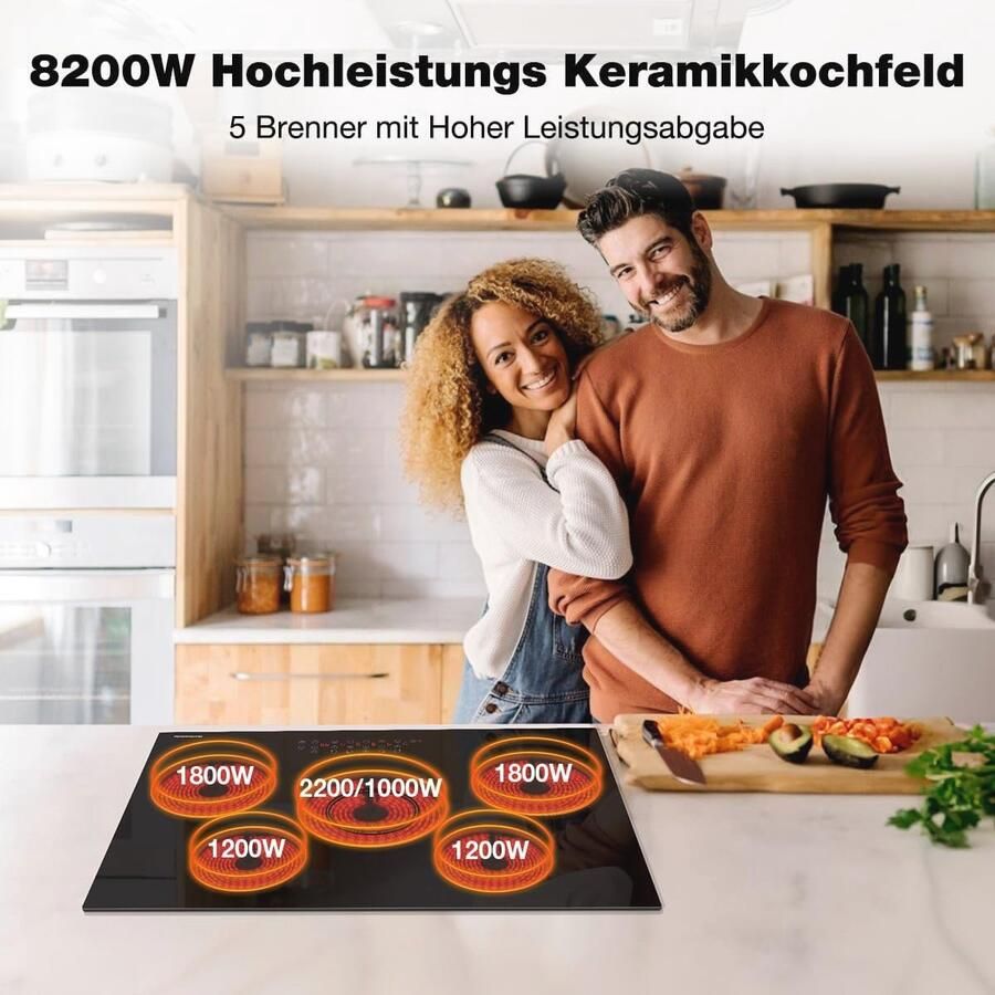 Keramische Kookplaat 77 cm met 5 Vlammen en Touchbediening – 8200 W Inbouwkookplaat - Foto 4