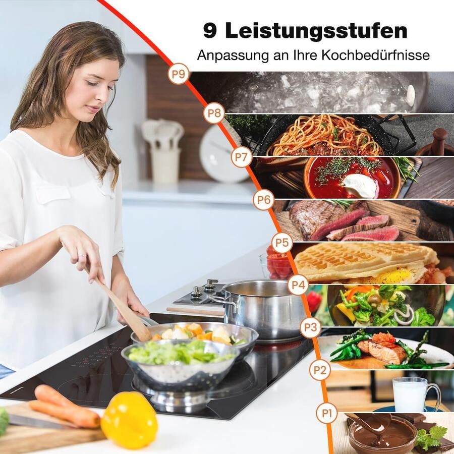 Keramische Kookplaat 77 cm met 5 Vlammen en Touchbediening – 8200 W Inbouwkookplaat - Foto 5