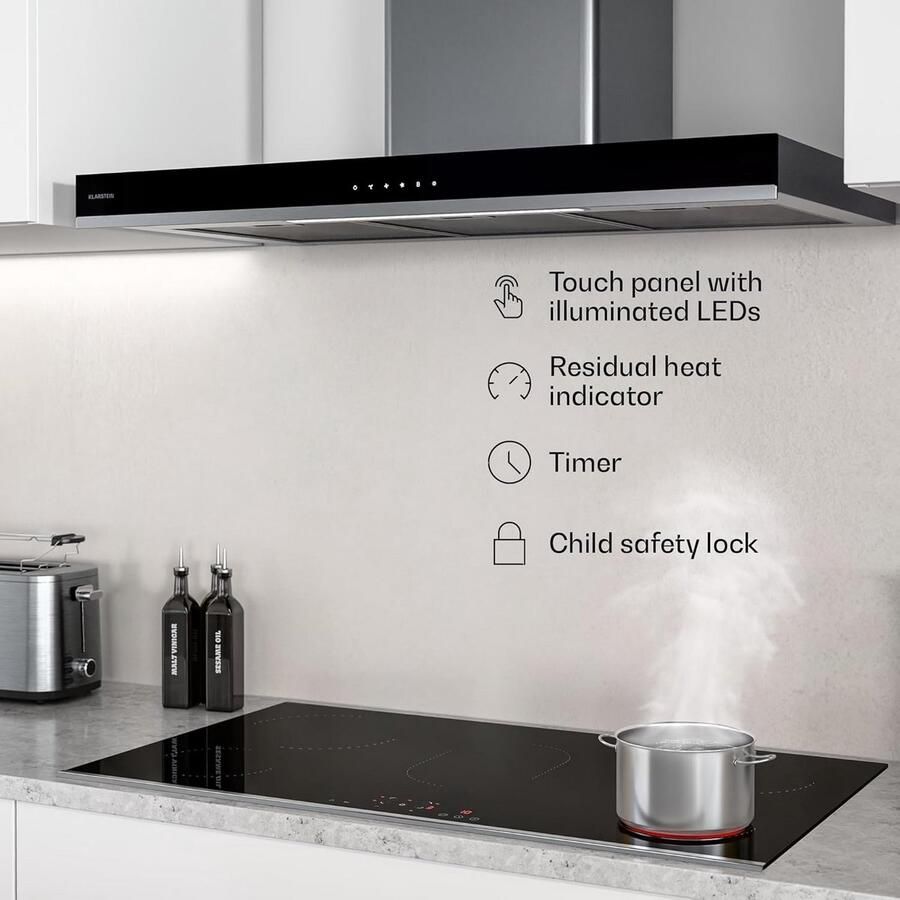 Keramische Kookplaat 90 cm met 5 Zones Touch Control en Timer