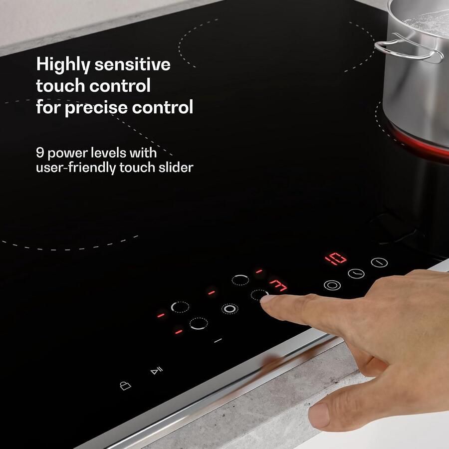Keramische Kookplaat 90 cm met 5 Zones Touch Control en Timer