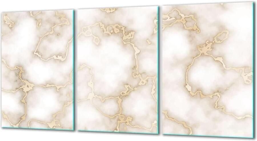 Keramische Kookplaat Afdekking Glasplaat Beschermer Keuken Beschermen 3-Delig Gehard Glas 3x30x52 cm Beige