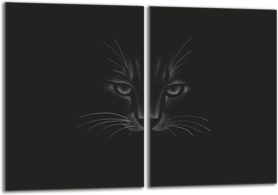 Keramische kookplaat afdekplaat 2-delige glasplaat 40x52 cm met spatbescherming en snijplank