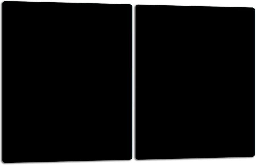 Set van 2 keramische kookplaten 40 x 52 cm glazen snijplank spatwerende bescherming zwart