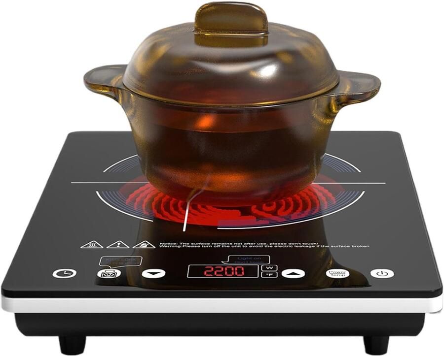 Keramische Kookplaat Draagbare Elektrische Kookplaat Veelzijdig Koken 9 Vermogensniveaus 28x36x6.5cm Zwart