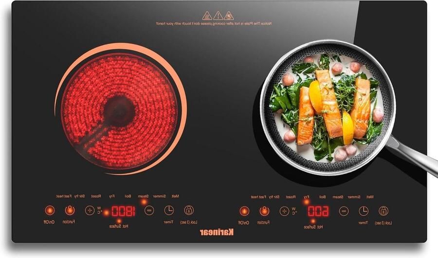 Keramische Kookplaat Draagbare Kookplaat Flexibel Koken 9 Temperatuurstanden 35 x 60 x 6.5 cm