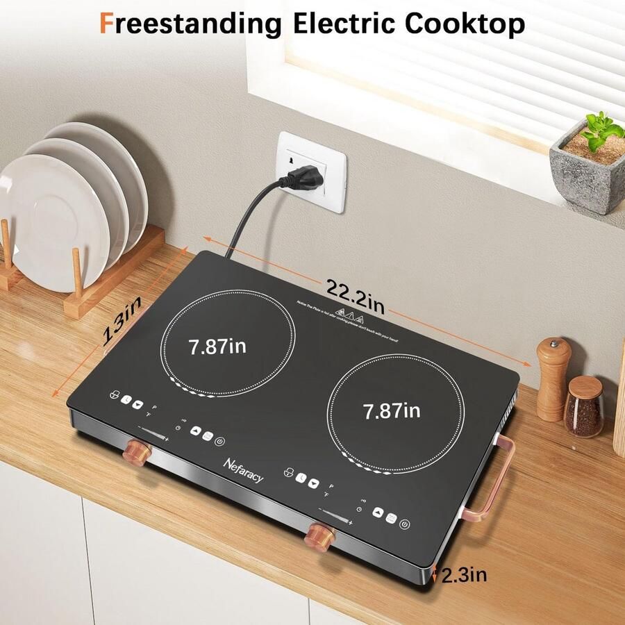 Keramische Kookplaat Dubbel Glas Koken Thuis Automatische Uitschakeling 56.3 cm Zwart