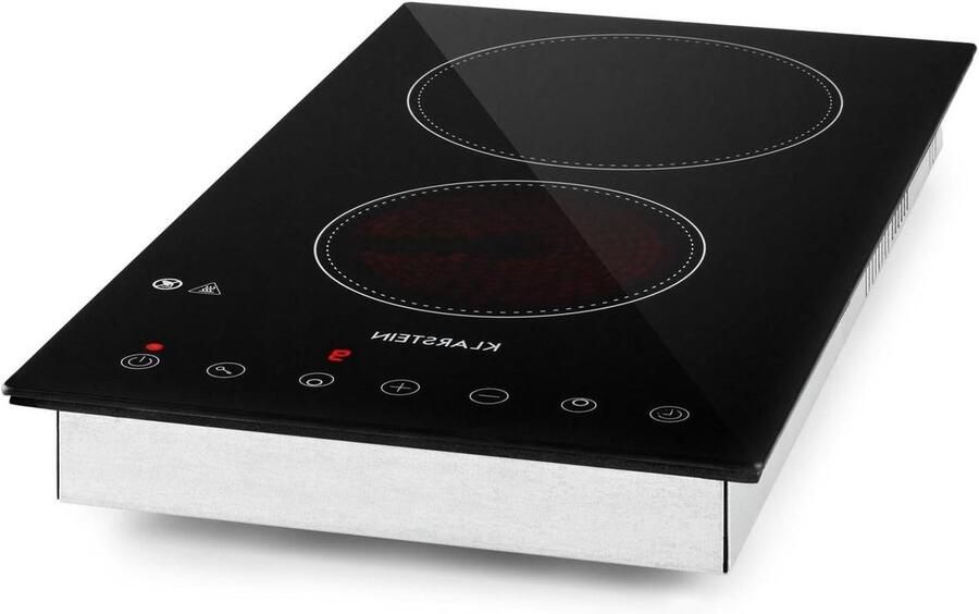 Keramische Kookplaat Dubbele Brander Flexibel Koken Directe Warmte 52 x 29 cm Zwart