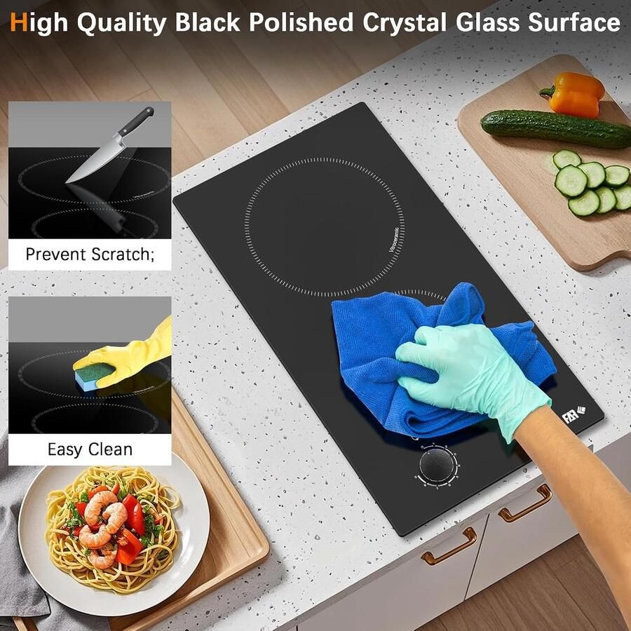 Keramische kookplaat Dubbele kookplaat Koken aan huis Touch control 30 cm Zwart