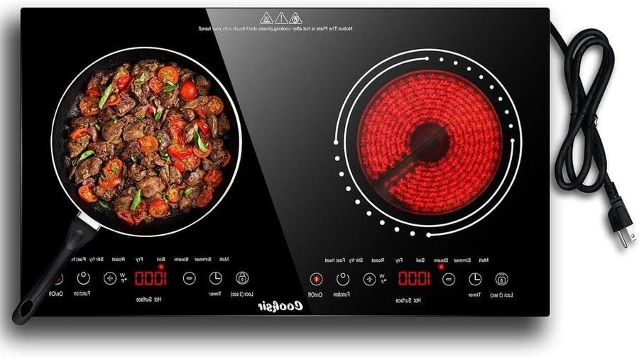 Keramische Kookplaat Dubbele Pit Thuis Koken Inbouw of Draagbaar 60 cm Zwart