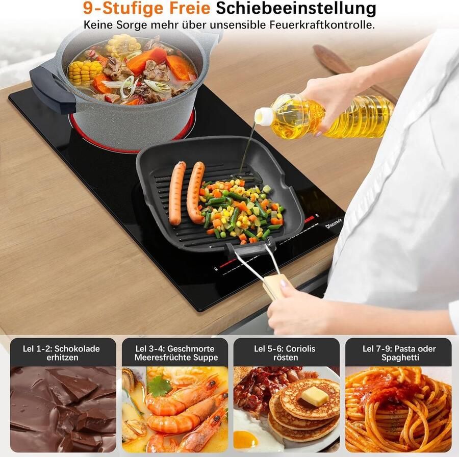 Keramische Kookplaat Dubbele Zone Koken Thuis Met Stekker 30cm Breed Zwart