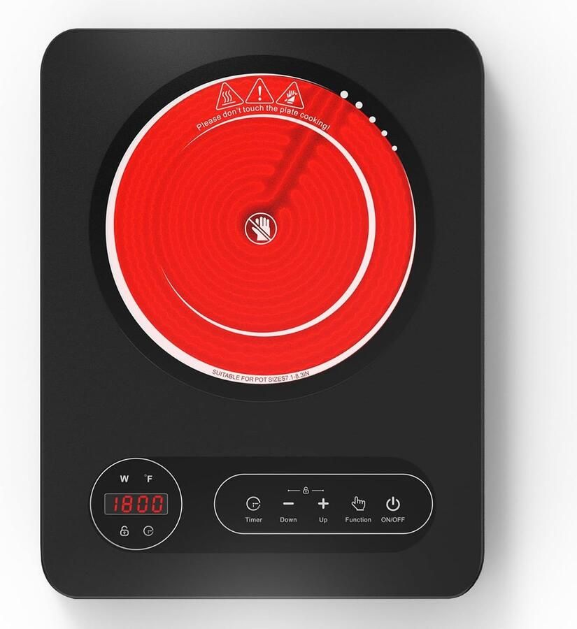 Keramische Kookplaat Elektrisch Fornuis Compact Koken Touch Bediening 36 x 28 cm Zwart