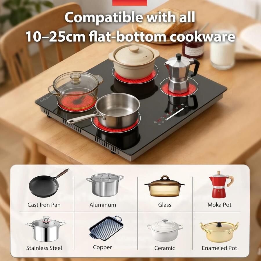Keramische Kookplaat Elektrisch fornuis Dagelijks koken Slider touch control 60 cm Zwart