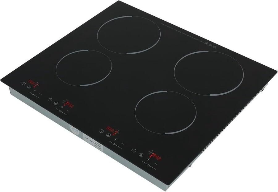 Keramische Kookplaat Elektrisch Fornuis Efficiënt Koken 4 Kookzones 596 x 51 cm Zwart