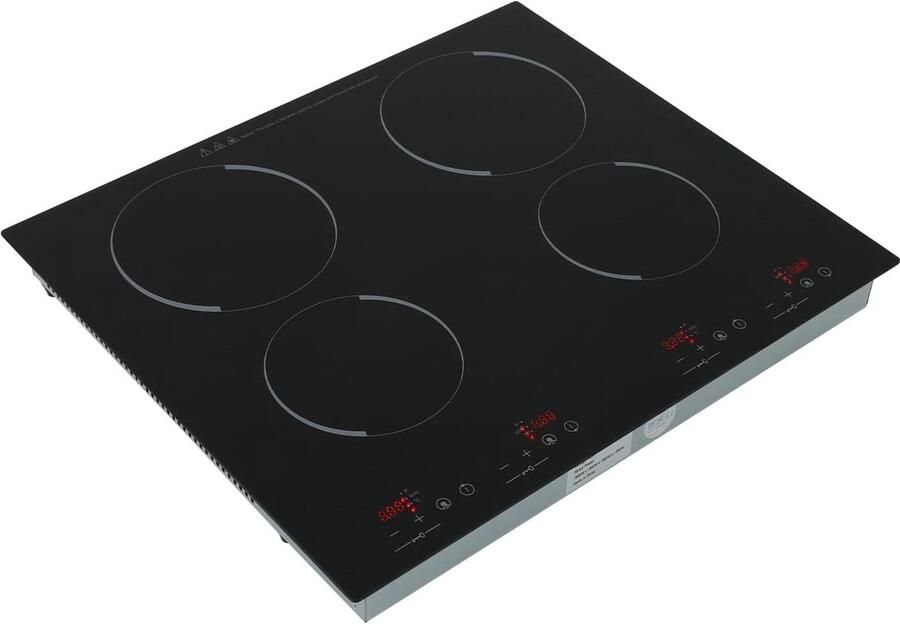 Keramische Kookplaat Elektrisch fornuis Efficiënt Koken 4 Kookzones 59.6 x 51 cm Zwart