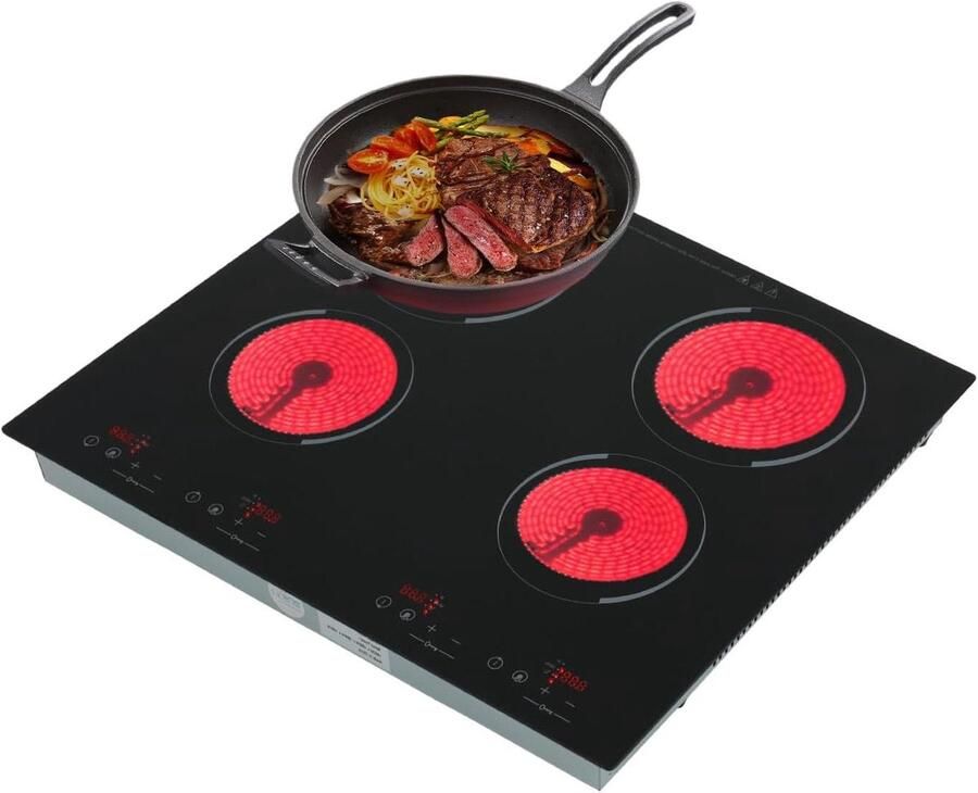 Keramische kookplaat Elektrisch fornuis Efficiënt koken 9 standen instelbaar 60 cm Zwart