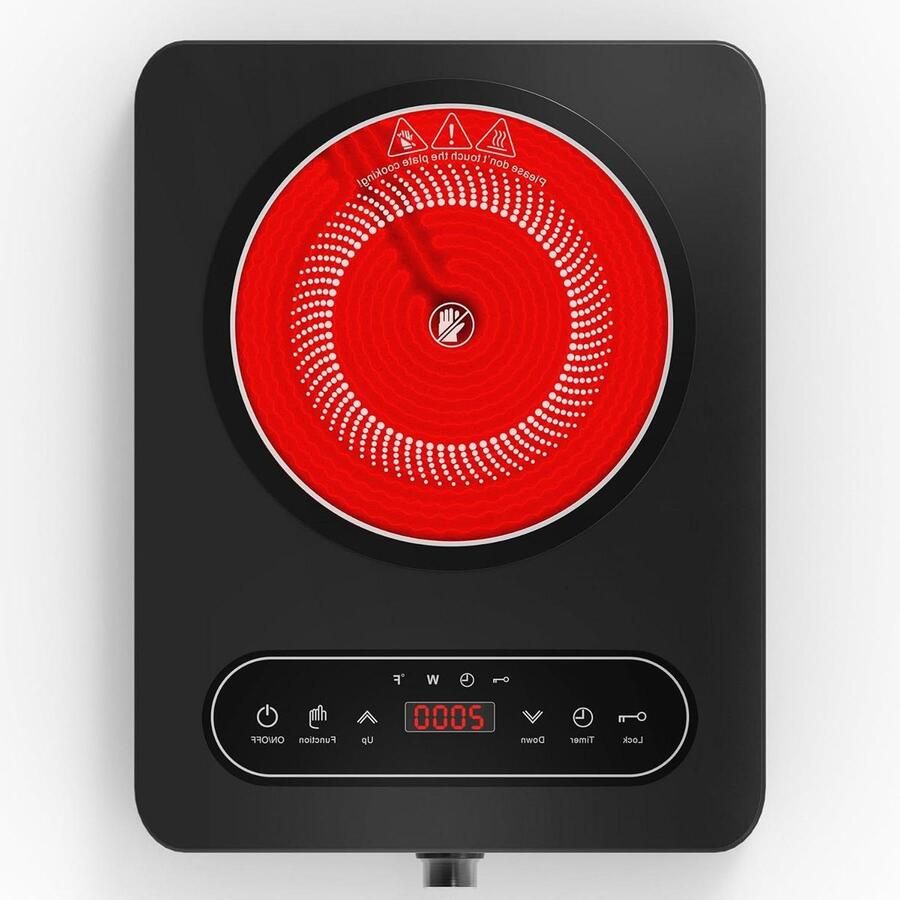 Keramische Kookplaat Elektrisch Fornuis Koken Thuis 10 Warmtestanden 36x28 cm Zwart