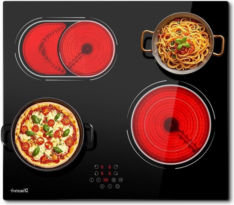 Keramische Kookplaat Elektrisch Fornuis Snel Koken Ovale Grillzone 59 x 52 cm Zwart