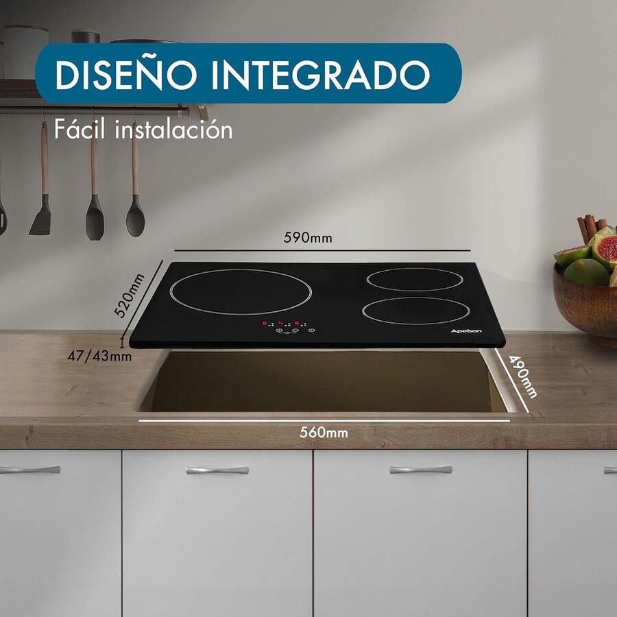 Keramische Kookplaat Elektrisch Fornuis Snel Koken Touch Bediening 59 x 52 cm Zwart