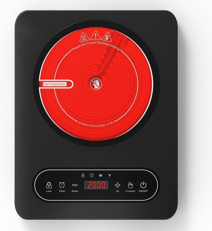 Keramische Kookplaat Elektrisch Fornuis Snelle Maaltijden Restwarmte Indicator 28 x 36 cm Zwart