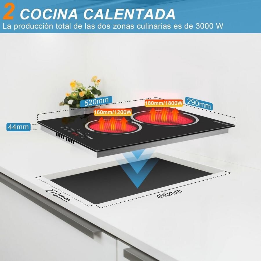 Keramische Kookplaat Elektrisch fornuis Thuis koken 9 standen 30 cm Zwart