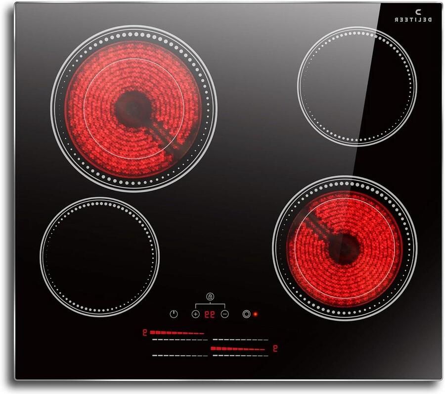 Keramische Kookplaat Elektrisch Fornuis Thuis Koken Dubbele Zone 4 Zones Zwart