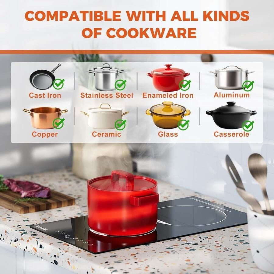 Keramische Kookplaat Elektrisch Kookveld Snel Koken Kinderveiligheid Functie 30 cm Zwart