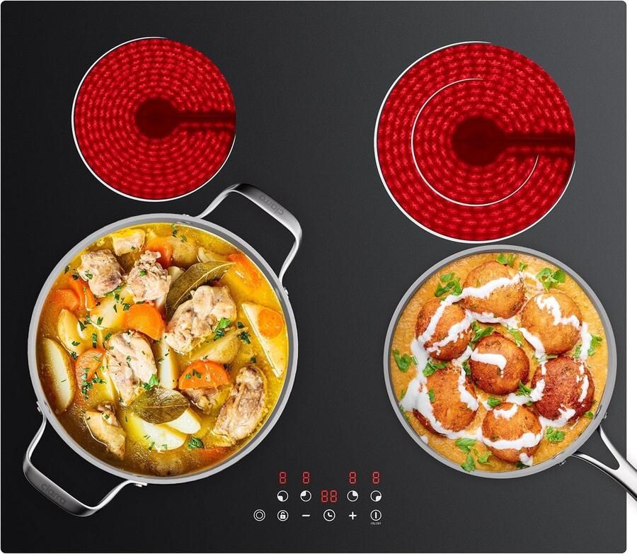 Keramische Kookplaat Elektrische Kookplaat Dagelijks Koken 9 Temperatuurstanden 59 cm Breed Zwart