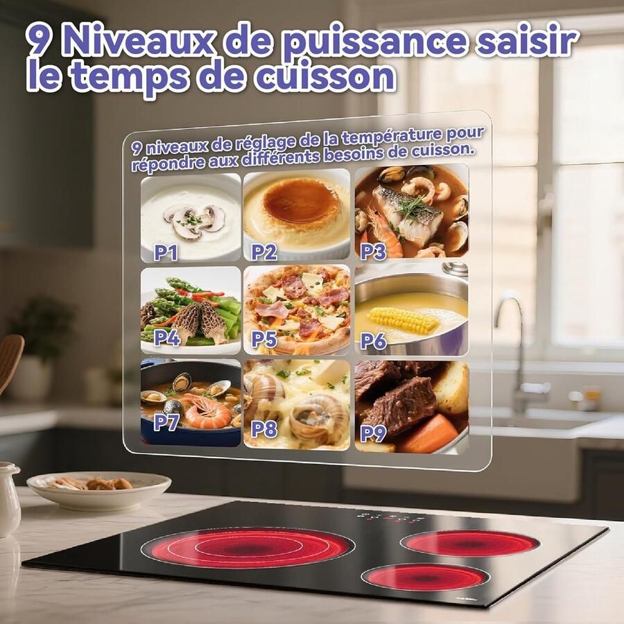 Keramische Kookplaat Elektrische Kookplaat Domino Snel Koken 4 Kookzones 59 cm Zwart