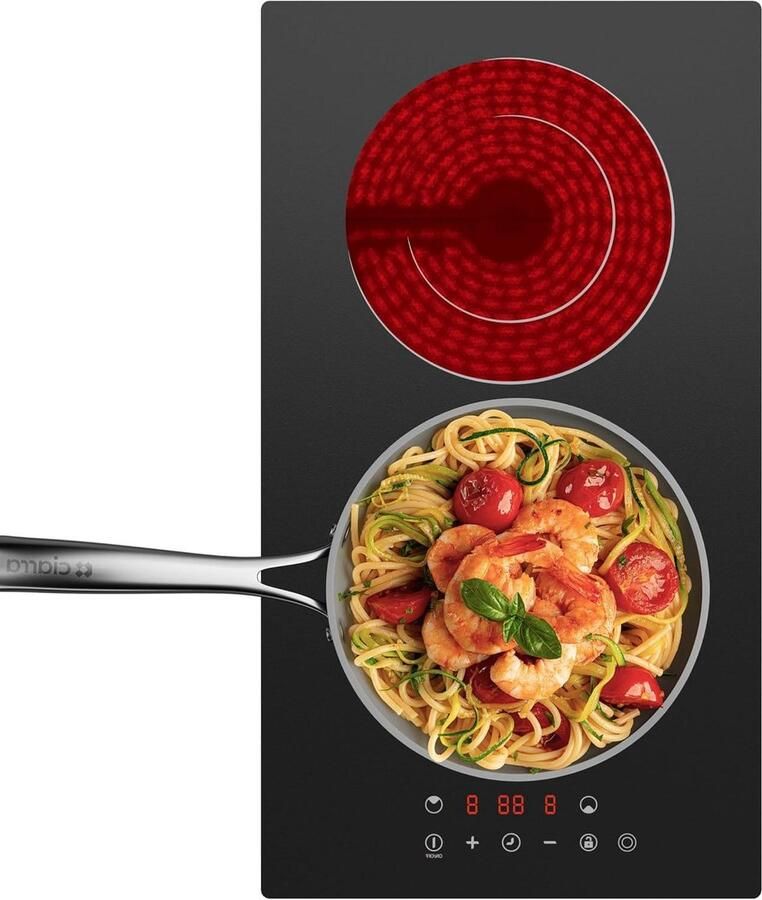 Keramische Kookplaat Elektrische Kookplaat Inbouw Koken en Bereiden Universeel Pannensysteem 30 cm Zwart