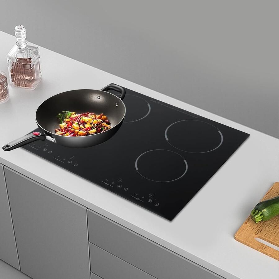 Keramische Kookplaat Elektrische Kookplaat Inbouw Kookplaat Snel Koken 4 Kookzones 60x51 cm Zwart