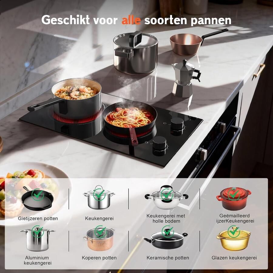 Keramische Kookplaat Elektrische Kookplaat Koken en Bakken Universeel Pan Gebruik 30 cm Zwart