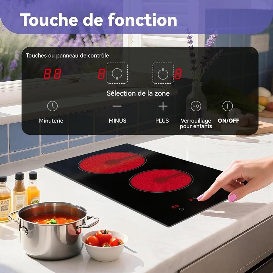 Keramische Kookplaat Elektrische Kookplaat Koken en Bereiden 4 Kookzones 59 cm Zwart