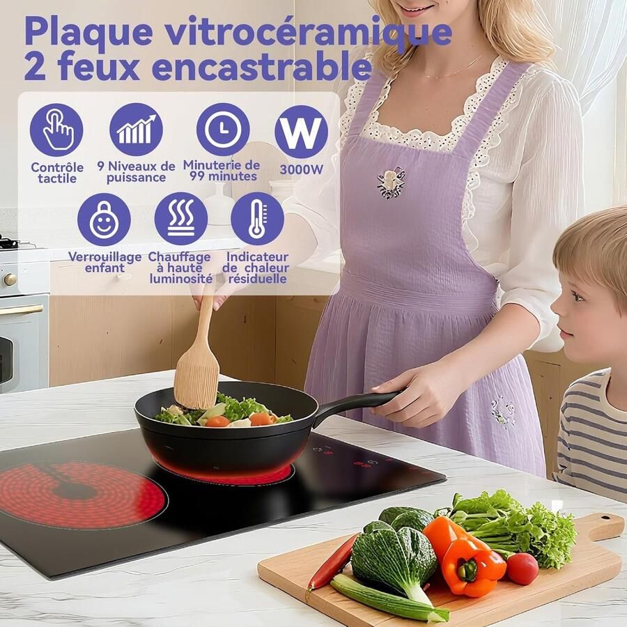 Keramische Kookplaat Elektrische Kookplaat Koken en Bereiden 4 Kookzones 59 cm Zwart