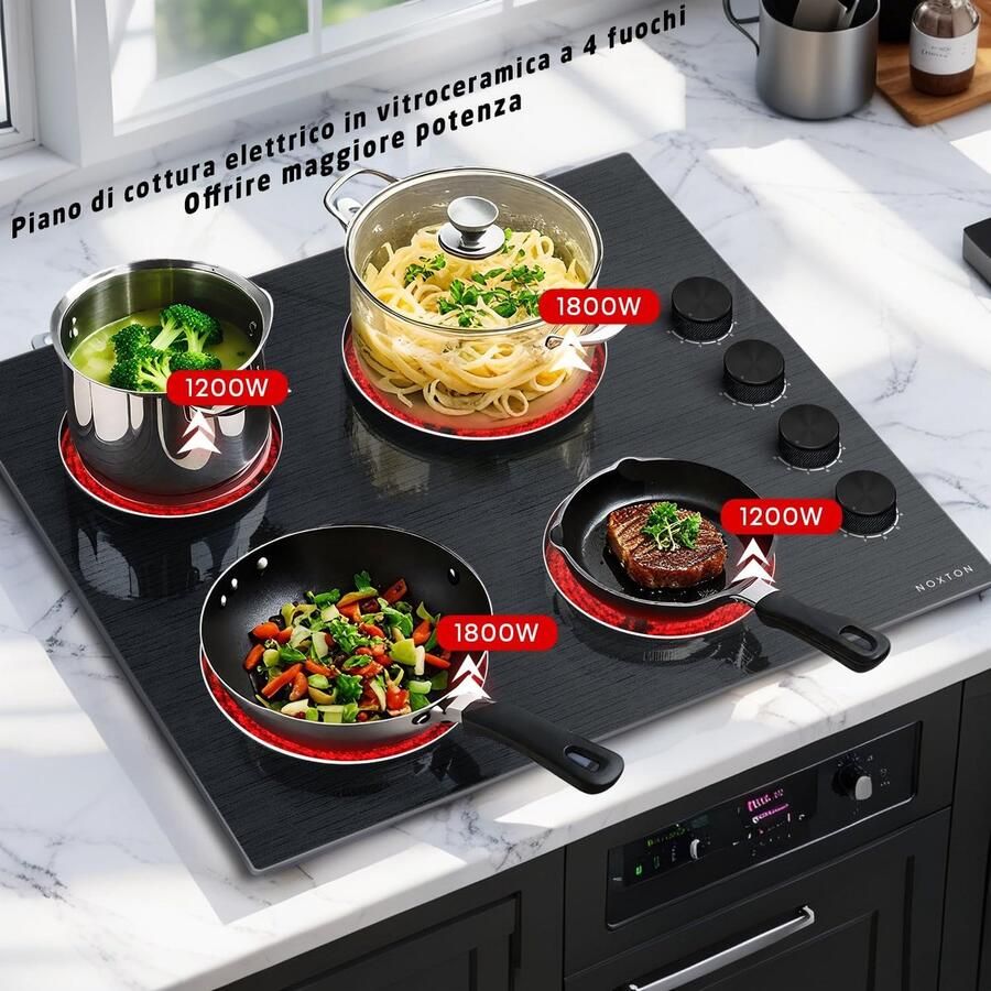 Keramische Kookplaat Elektrische Kookplaat Koken en Braden Kristalglasoppervlak 60 cm Grijs