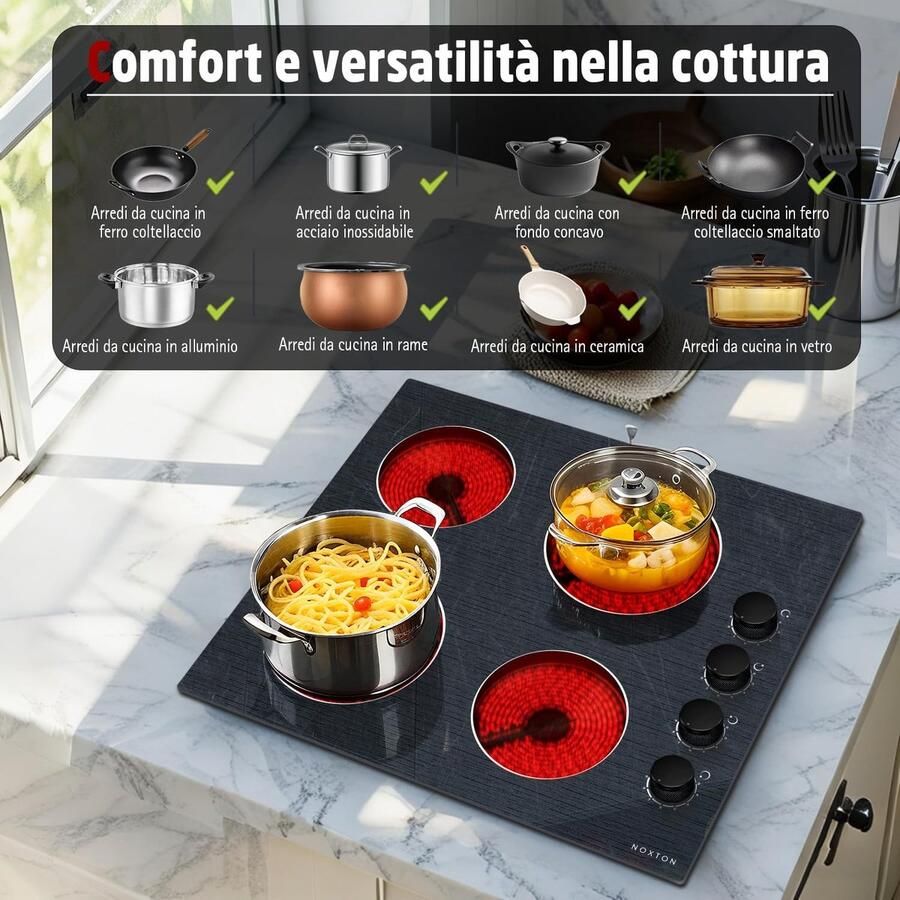 Keramische Kookplaat Elektrische Kookplaat Koken en Braden Kristalglasoppervlak 60 cm Grijs - Foto 2